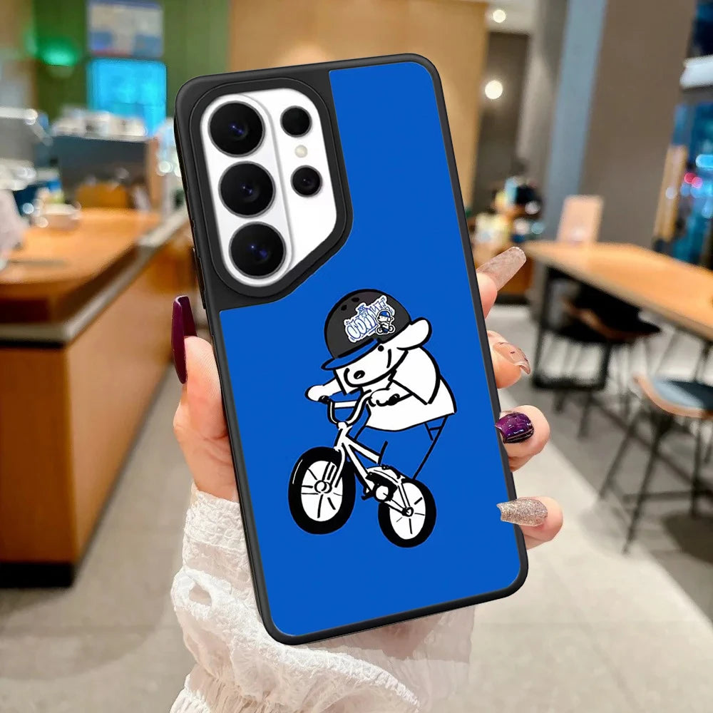 Blue Background New York Dog Mirror Surface Magnetic Phone Cover for Samsung Galaxy S23 S24 S25 S26 Ultra S26+ Plus Case Quake