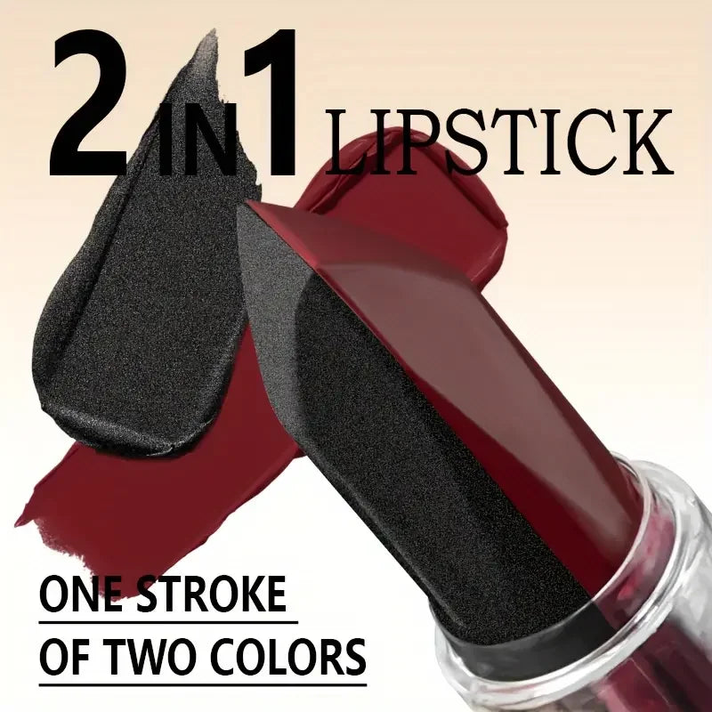 Soft Matte Two-Tone 2-in-1 Lipstick Long-Lasting Glitter and Matte Lipstick Lip Gloss is Not Easy to Fade.Perfect Romantic Lip G Quake