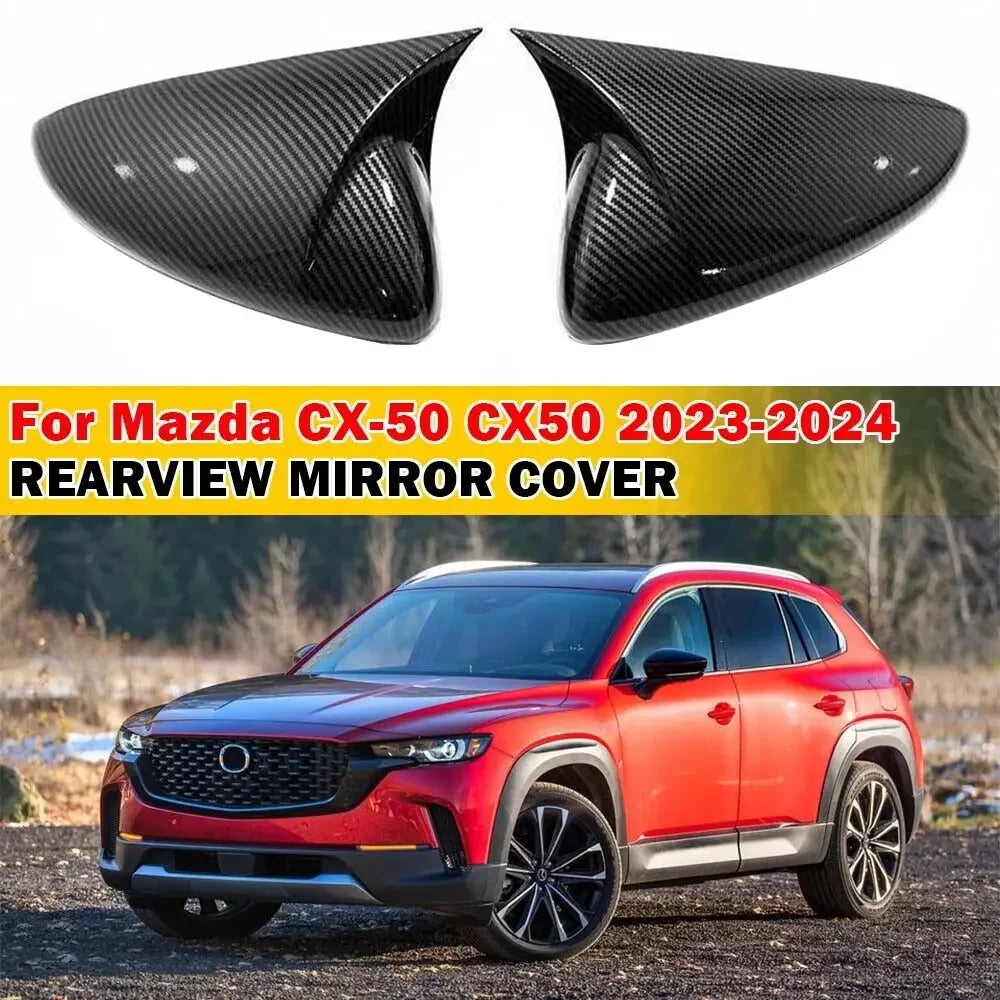 For Mazda CX-50 CX50 2022-2024 Car Sticker Rearview Side Mirror Cover Wing Cap Exterior Door Rear View Case Trim Carbon Fiber Quake