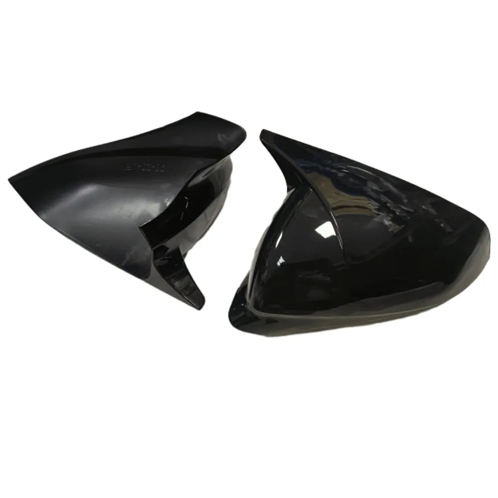 Self-Adhesive Stick On Horn Style Side Mirror Cover Trim For Seat Leon MK4 Cupra Formentor 2020-2024 Gloss Black Pair Quake