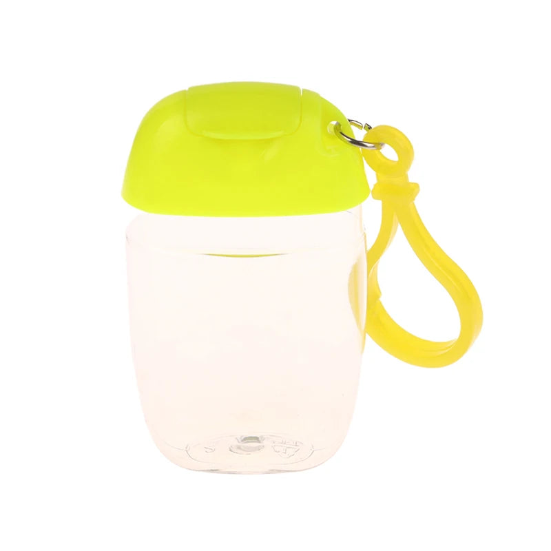 30ml Portable Refillable Bottles With Hook Hand Sanitizer Alcohol Cosmetics Container Outdoor Mini Soap Dispenser Container Quake Yellow