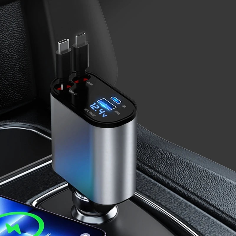 Retractable Car Charger Fast Car Phone Charger Car Charger Adapter with Retractable Cords for Smartphones Tablet K1KF Quake