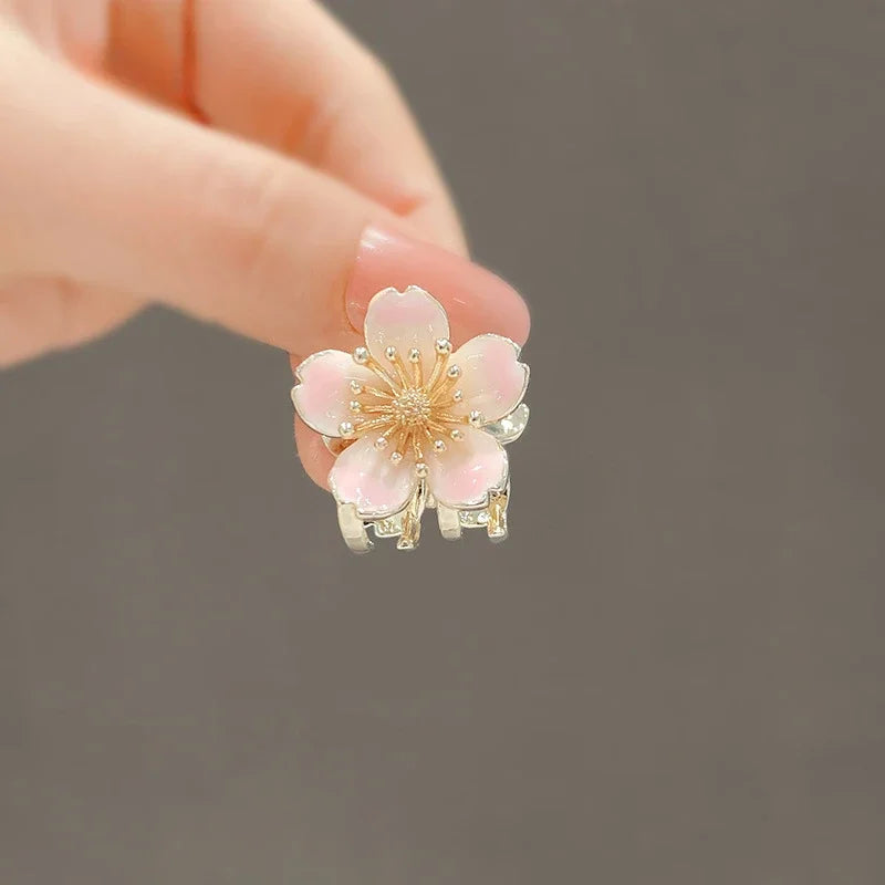 Kawai Mini Cherry Blossom Hair Clip for Women Pink Flower Cute Shark Clips Hair Accessories Ponytail Hair Styling Tools Quake