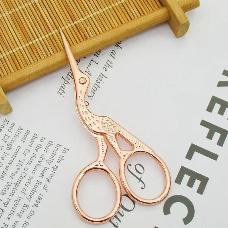 Nose Hair Scissors Round Head Type BeautyScissors For Eyebrows Stainless Steel Stork Nose Hair Beard Ear Hair Eyebrow Scissors Quake M62 Rose gold