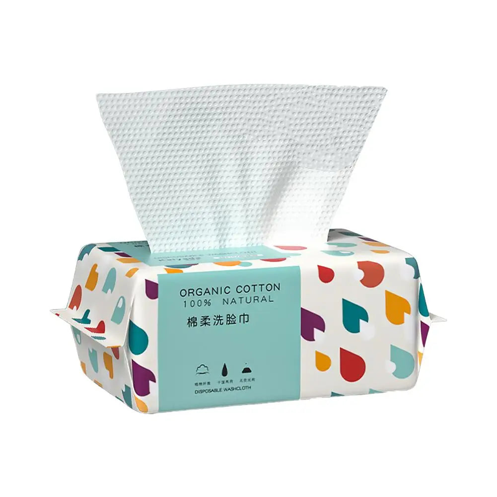 Soft Cotton Disposable Face Towel Thicken Facial Towelettes, Dry Wipes Facial Tissue for Makeup Removal & Skincare (100 Count) Quake S-15x20cm