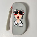 New Multifunctional Glasses Bag Waterproof Silicone Small Items Bags Dustproof Cosmetic Bags Quake Grey-no flowers-