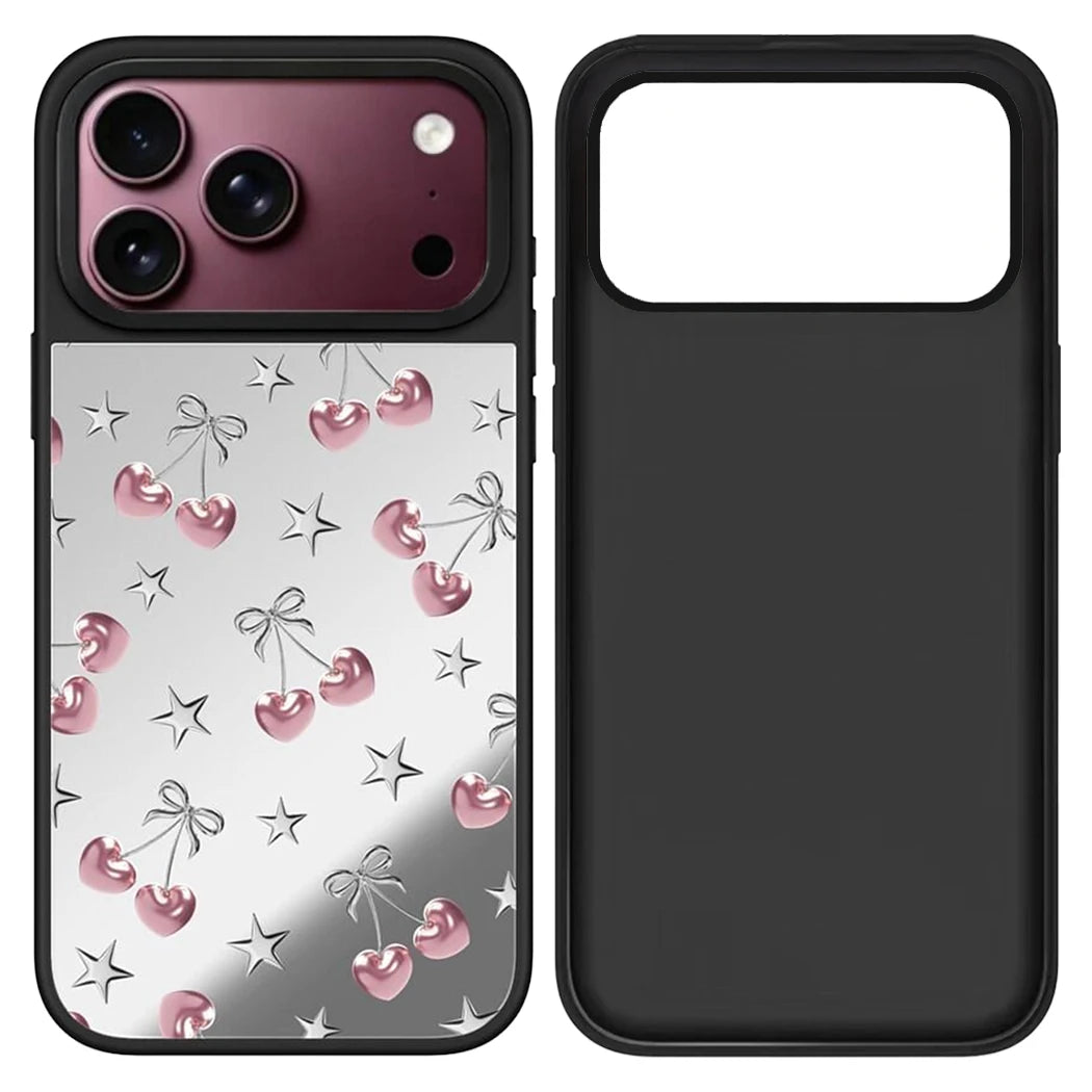 Pink Leopard Cherry Mirror Surface Magnetic Phone Case Cover for IPhone 12 13 14 15 16 17 18 Pro Max Case Quake
