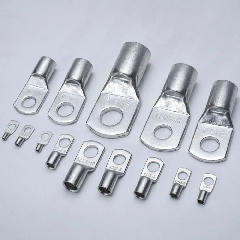 10Pcs 6mm 8mm 10mm SC16-6 SC25-6 SC35-6 Tinned Copper Cable Connector Kit SC Type Wire Nose Terminal Crimp Lugs Ring Quake