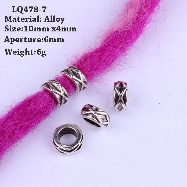 5 Pcs Hair Braids Reggae Dirty Braid Decorative Beads Styling Tools Silver Gold Dread Dreadlock Beads Rings for Hair Accessories Quake LQ478-7