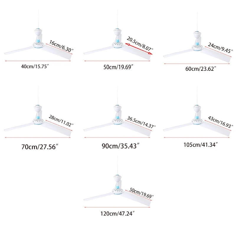 Universal 5W to 30W 15.7” to 47.2” 220V US Plug Silent Ceiling Fan for Dining Room Bedroom Dorm Dormitory K1KF Quake
