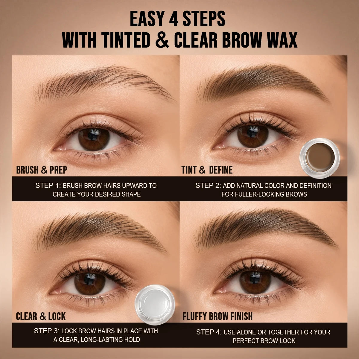 1Pc Creamy Solid Brow Styling Wax Natural Fluffy Brow Gel Smudge Proof Long Lasting Hold Buildable Tint Eyebrow Makeup for Daily Quake