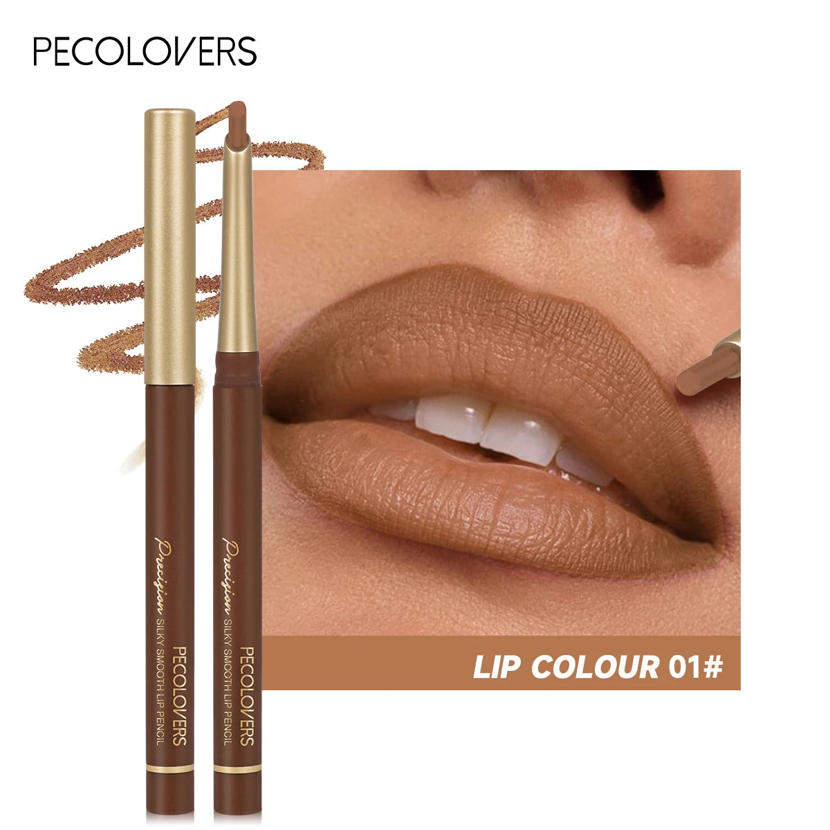 Matte 6-colors Lip Liner Pencil Bevel Design Nib Lip Contour Lipstick Nude Brown Lipstick Pencil Natural Lasting Lipliner Makeup Quake 01
