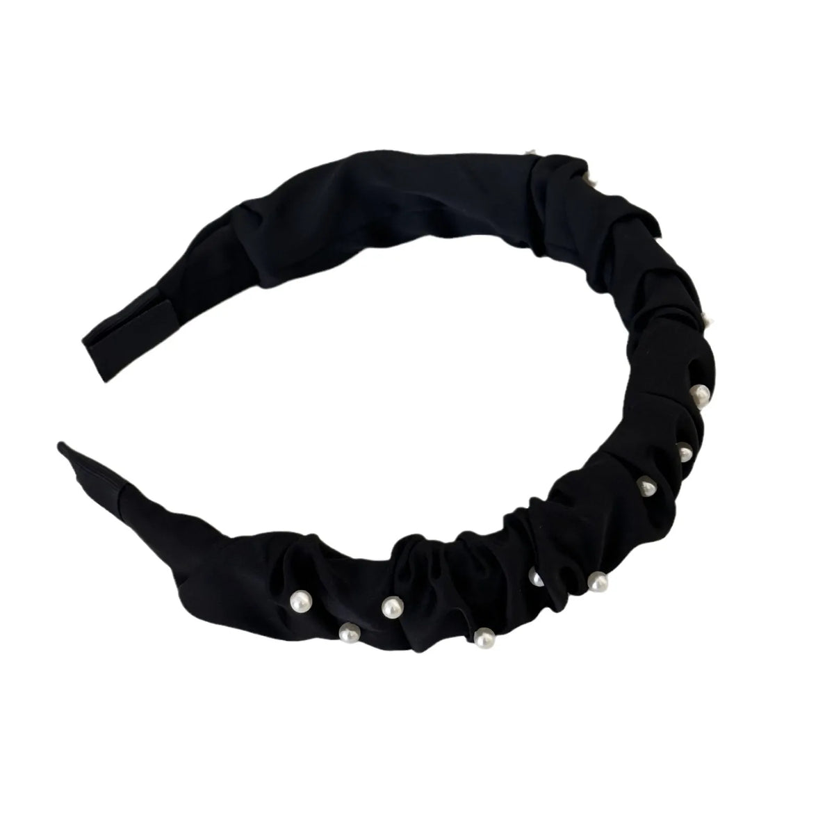 Vintage Wrinkled Pearl Headand Girls Sweet Elegant Hair Hoop Women Fashion Versatile Wide Edge Outdoor Travel Hair Accessories Quake