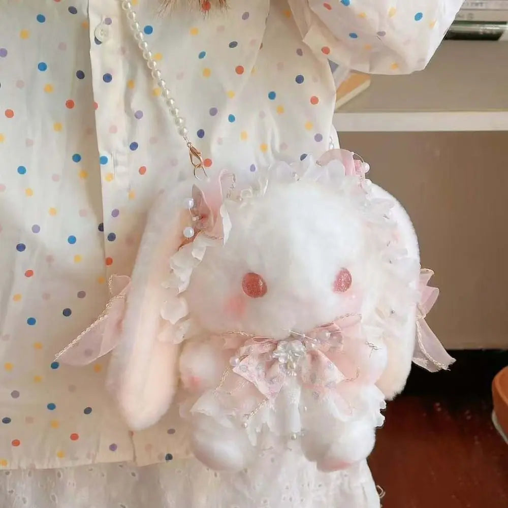 Cute Bunny Bag Princess Sweet Crossbody Bags Pearl Chain Lolita Purse Quake