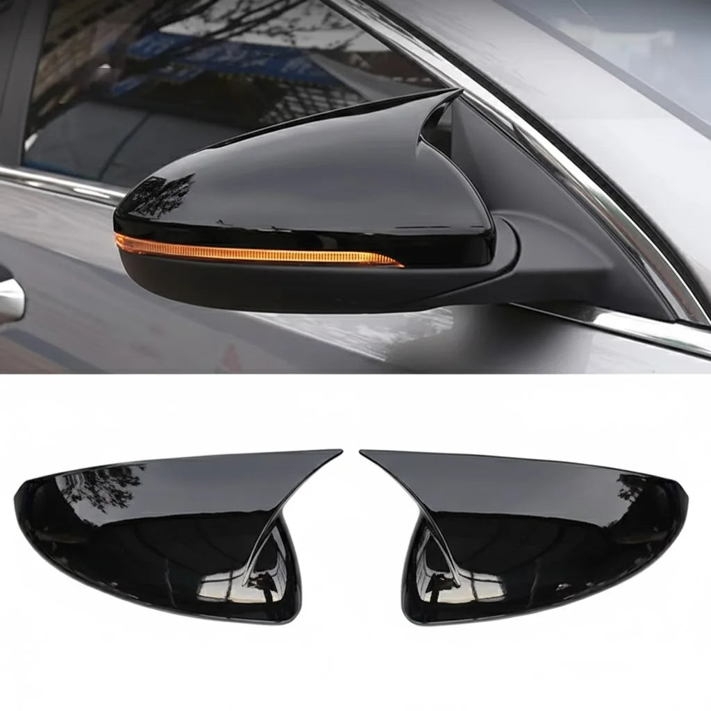 For Kia K3 Forte 2019-2025 2x Car Sticker Rearview Side Mirror Cover Wing Cap Exterior Case Trim Accessories Vehicle Decoration Quake With Light Black