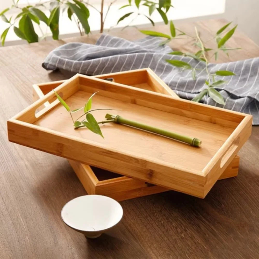 New Rectangular Storage Tray household Solid Wood Tea Tray Bamboo Water Cup Plate Home Living Room Quake