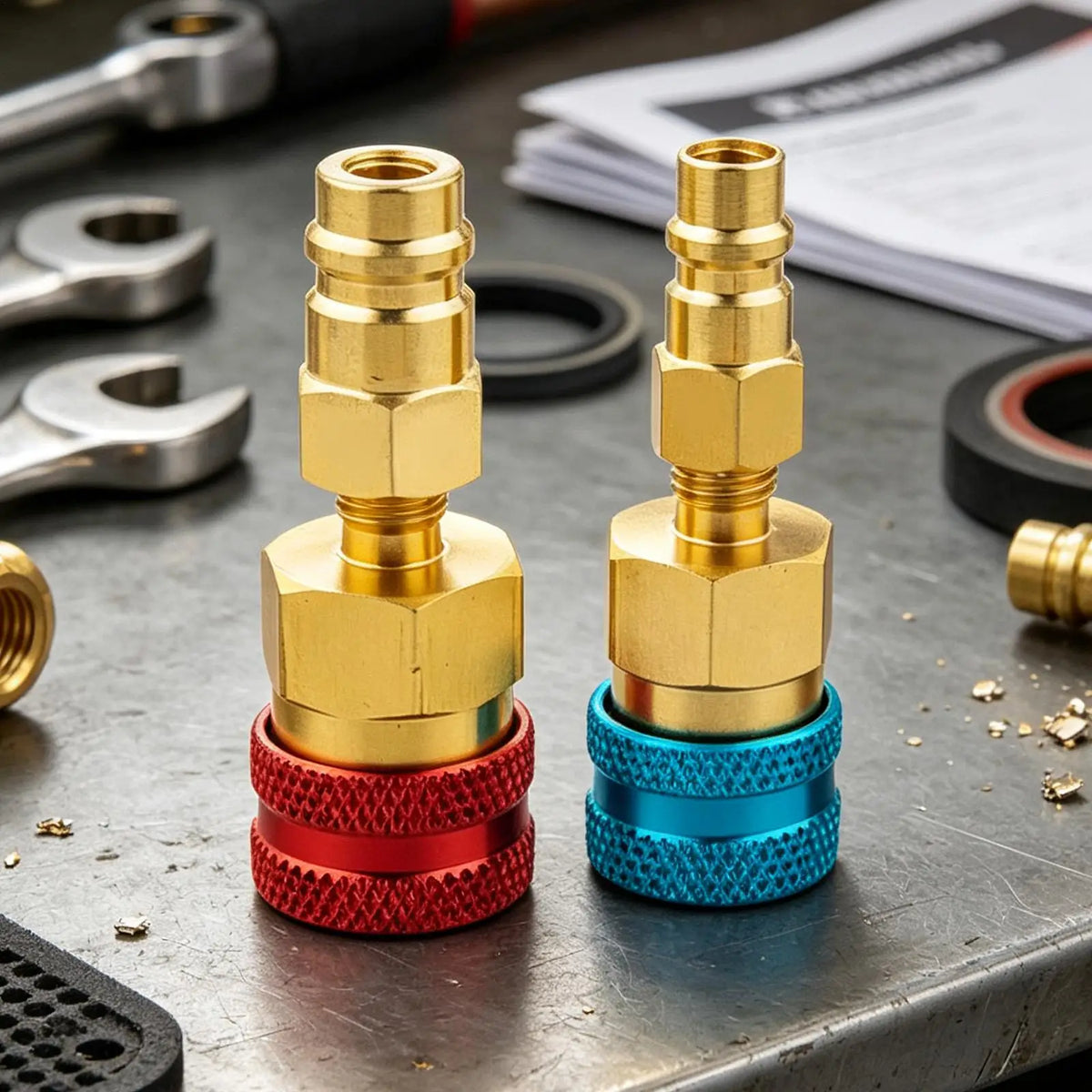R134a to R1234yf Adapter Refrigerant Hose Fitting High Low Side Connector Conversion Kit for Ac Charging Car Air Conditioning Quake