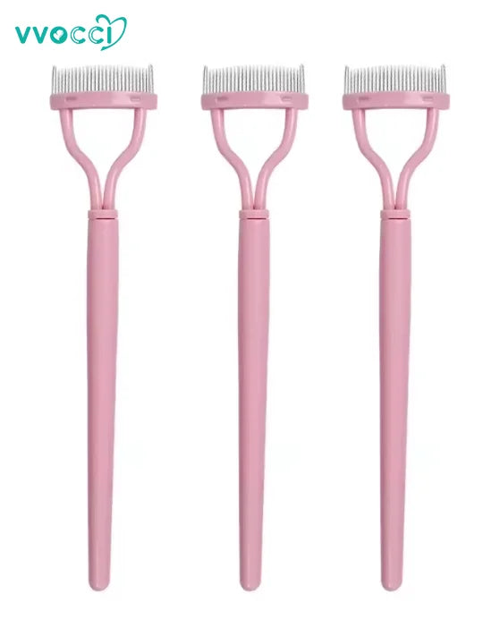 Eye Combing Tools Makeup Lash Separator Eyelash Brush Lash Stainless Steel Eyelash Portable Comb Mascara Curl Eyelash Curler Quake M166 Pink 3pcs