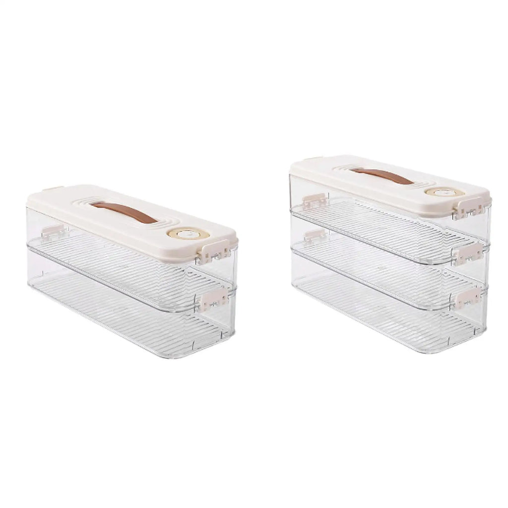 Food Storage Container with Handle Transparent Stackable Airtight Dumpling Storage Box for Fruit Snack Picnic Fridge Sandwiches Quake