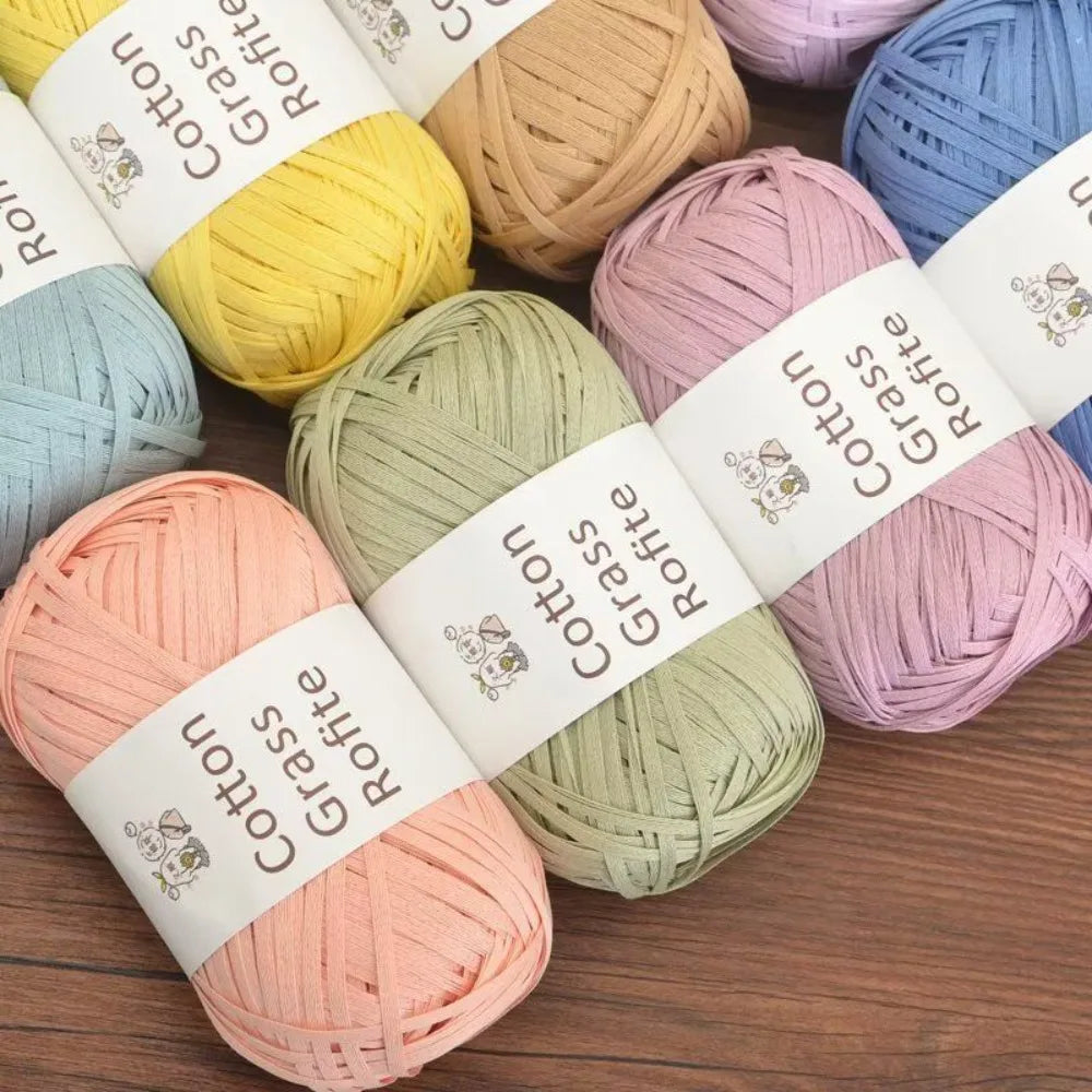New Multicolour Rafia Yarn DIY Hand-Knitted Crocheting Paper Threads Gift Wrapping Rope Knitting Quake