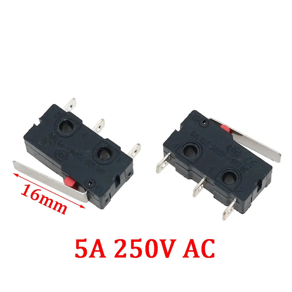 3 Pins 1A/5A 125V/250V Mini Micro Limit Switch Terminals SPDT Roller Arc lever Snap Action Push Micro Mouse switches C NO NC Quake E 1PCS