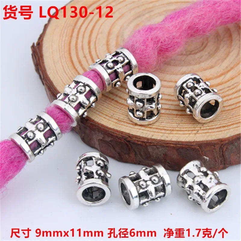 African Braiding Hair Rings Vintage Spiral Braids Hair Styling Tools Accessories Silver Gold Beads for Hair Braids Dreadlock Quake 5pcs LQ130-12