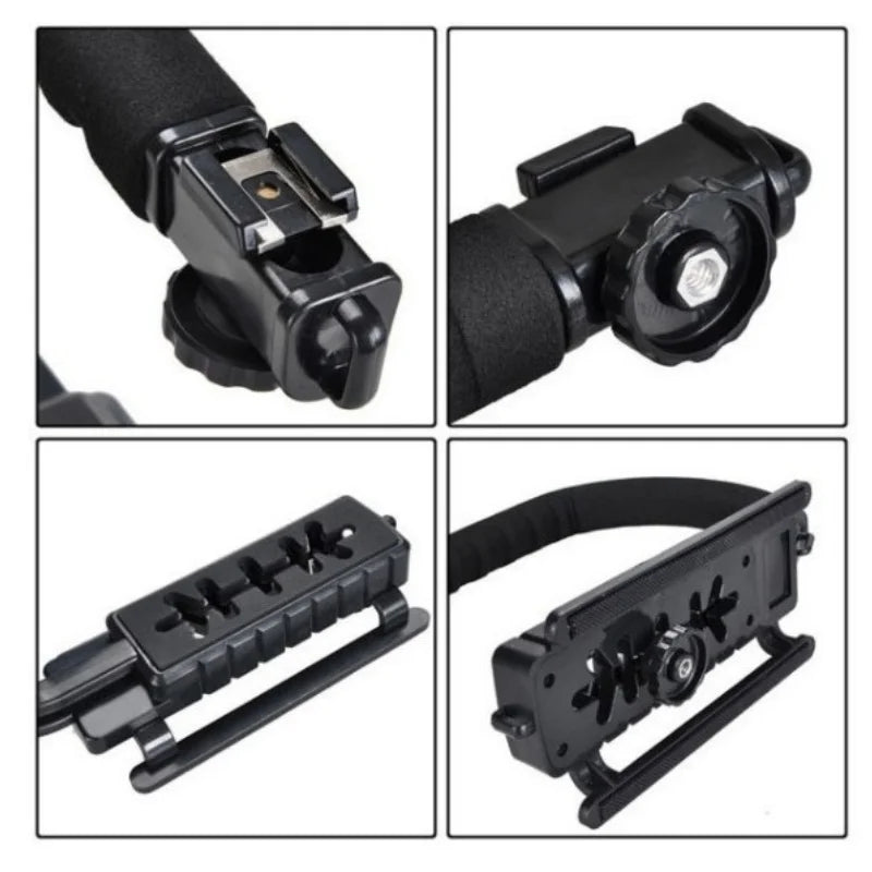 U C Shaped Holder Grip Video Handheld Stabilizer with Fill light,Phone Holder,Mic,Remote Control for SLR Cameras Home DV Came Quake