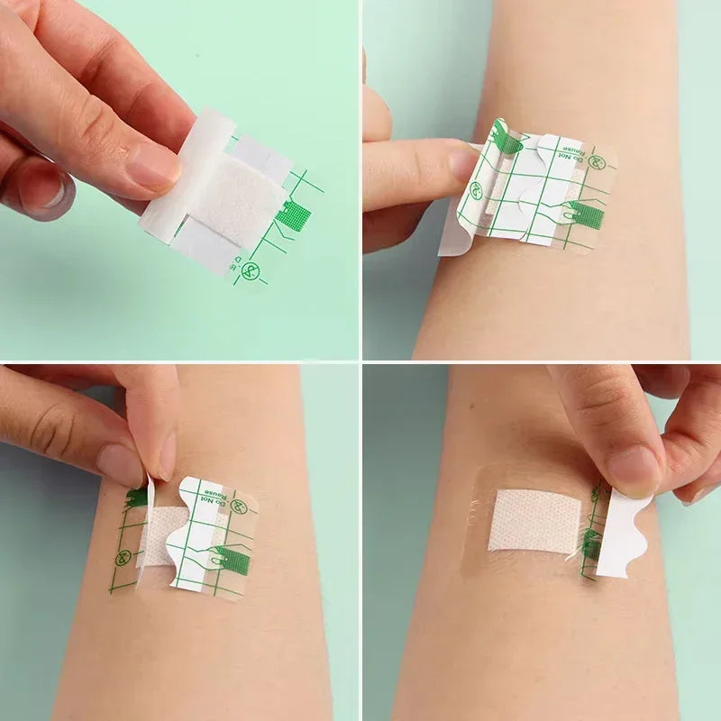 Waterproof PU Adhesive Band-Aid Stickers, 50pcs Square Protective Bandages 38mm x 38mm, Transparent First Aid Wound Dressings Quake