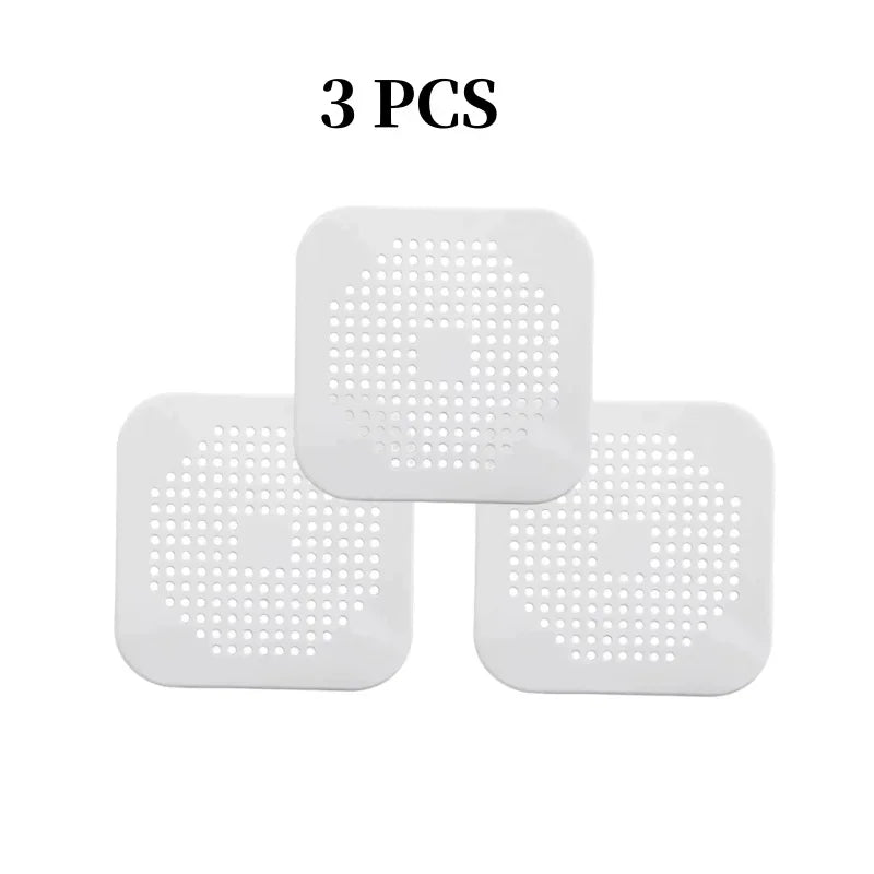 bathrooms and showers to prevent sinks from clogging the drain, kitchens drain for drains, Square silicone absorbent Quake M178 white 3 pcs
