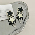 Cute Star Black White Hair Clips Sweet Cool Y2K Hair Clip Girls Forehead Broken Side Clip Makeup Hair Accessories Headdress Clip Quake 2pcs