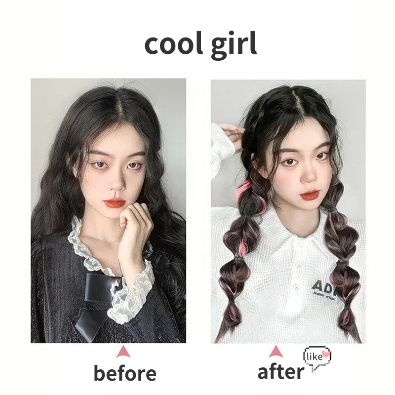 2 Pcs/set Synthetic Bubble Twist Ponytail High Elastic Wig Women Hair Side Natural Lantern Wig Braid Black Hous Tail Hairpiece Quake
