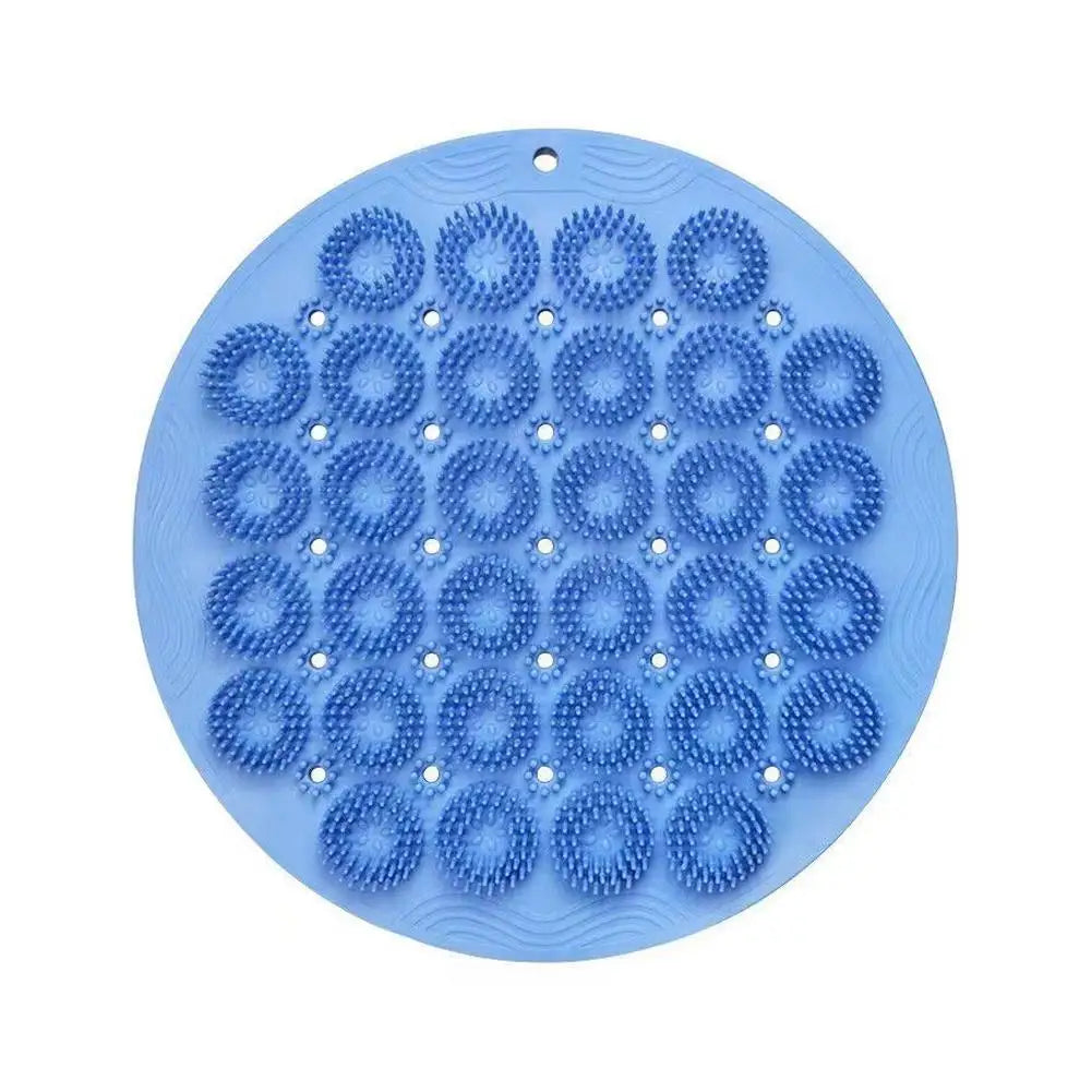 Exfoliating Shower Foot & Back Scrubber, Massage Pad,Wall Mounted Back Scrubber, Silicone Bath Massage Foot Mat with Suction Cup Quake B