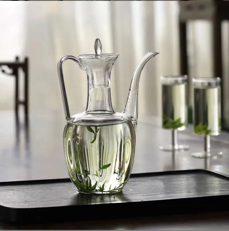 Transparent glass hand-held green tea teapot heat-resistant glass imperial concubine teapot retro boiling teapot Quake
