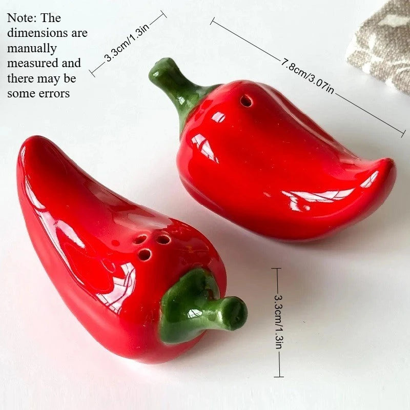 Red Chili Shaped Ceramic Salt Pepper Shaker Set Creative Kitchen Spice Container Seasoning Jar for Table Decor Quake