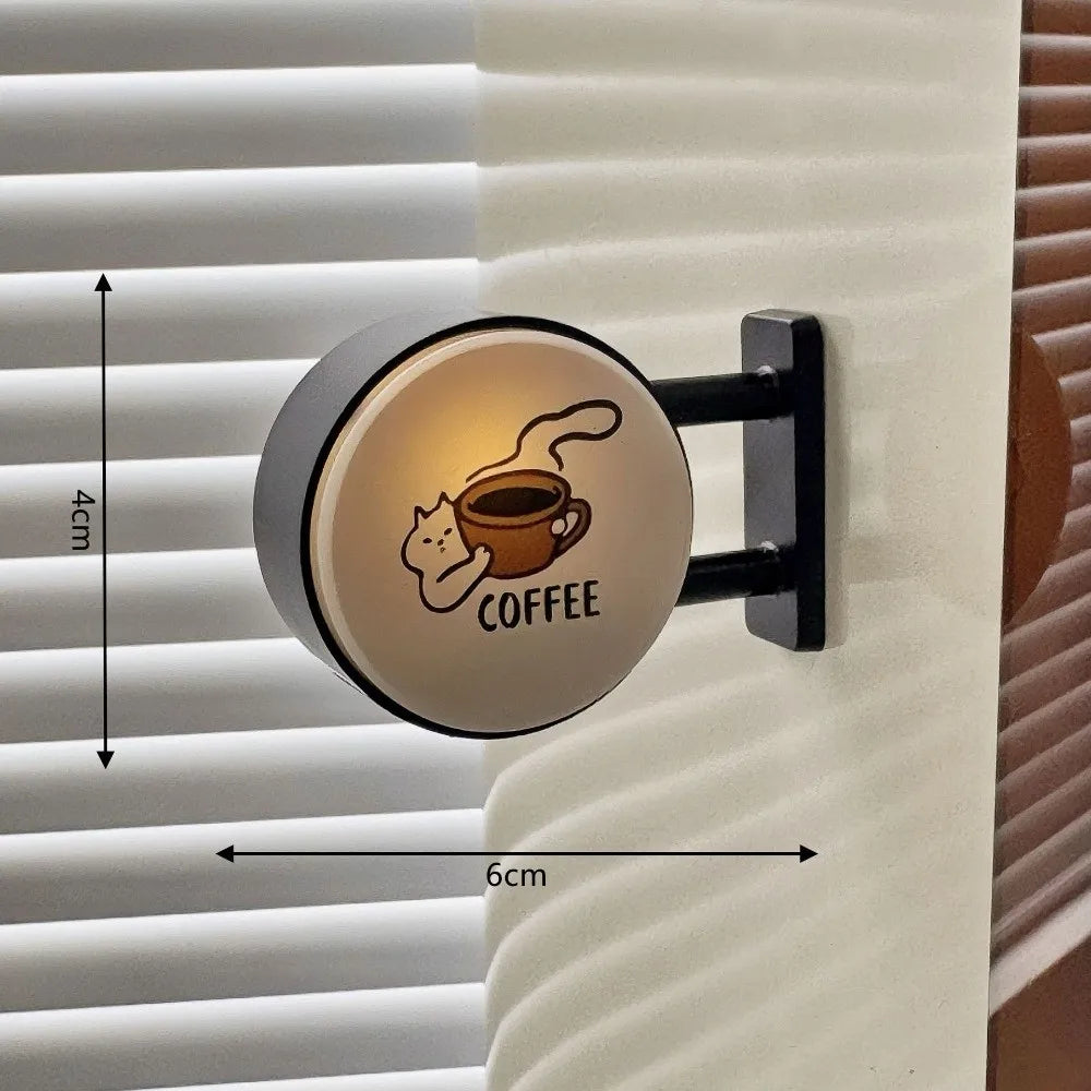 Coffee Corner Light Sign Fridge Magnet LED Magnetic Refrigerator Decoration Glowing Atmosphere Light Quake Style A