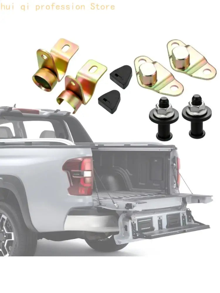 Garage Rear Gate Hinge Repair 8 Piece Replacement Hardware Set with Metal Brackets, Mounting Plates, Bolts and Rubber Bump Stops Quake CN