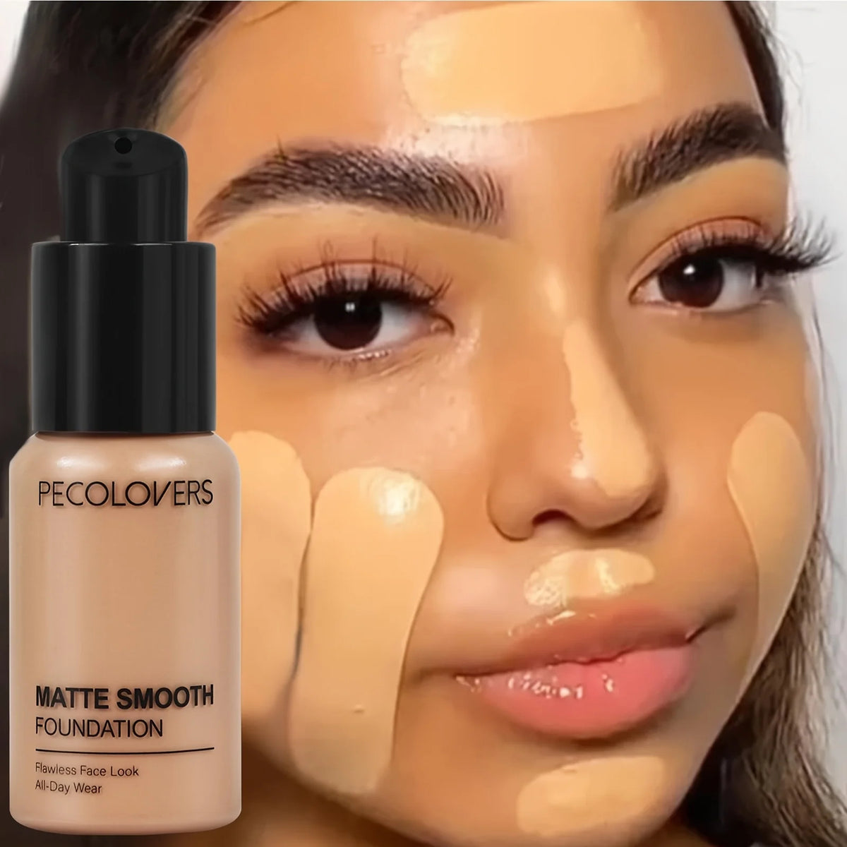 PECOLOVERS Matte Finish Liquid Foundation - Oil-Control, Waterproof, Full Coverage Concealer for All Skin Tones Quake