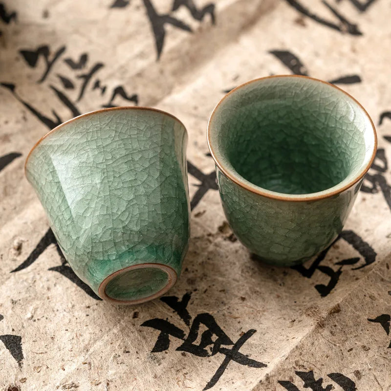 Ru kiln ice flower tea cup master cup single cup open piece ceramic kung fu tea set tea cup home hospitality cup Quake