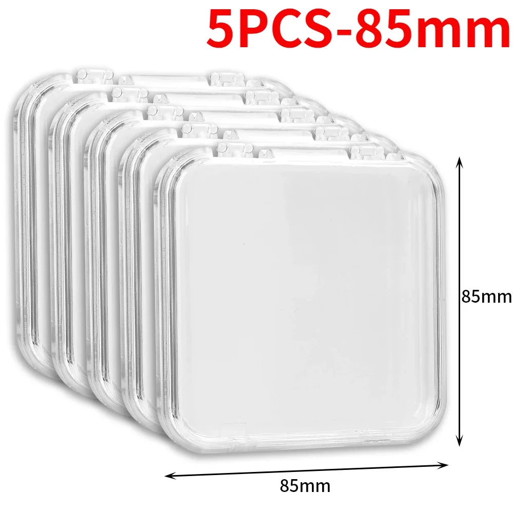 10/1PCS Transparent Acrylic Storage Box Portable Square Nail Container Jewelry Earring Rings Bracelet Badge Nail Packaging Case Quake 5PCS-85mm