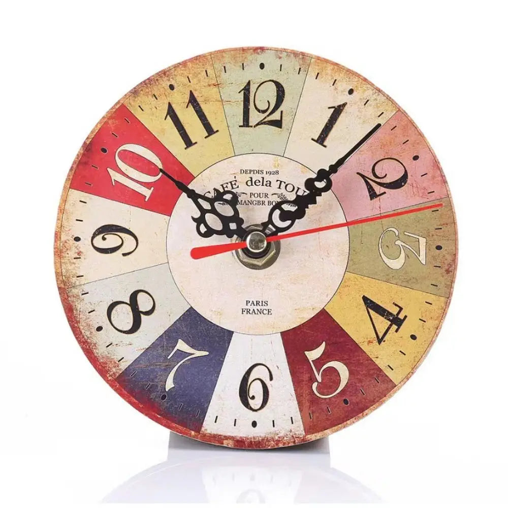 New Wooden MDF Clock Round Shape Home Decoration Wall Clock Covered by Paper Desk Clock Living Room Quake I