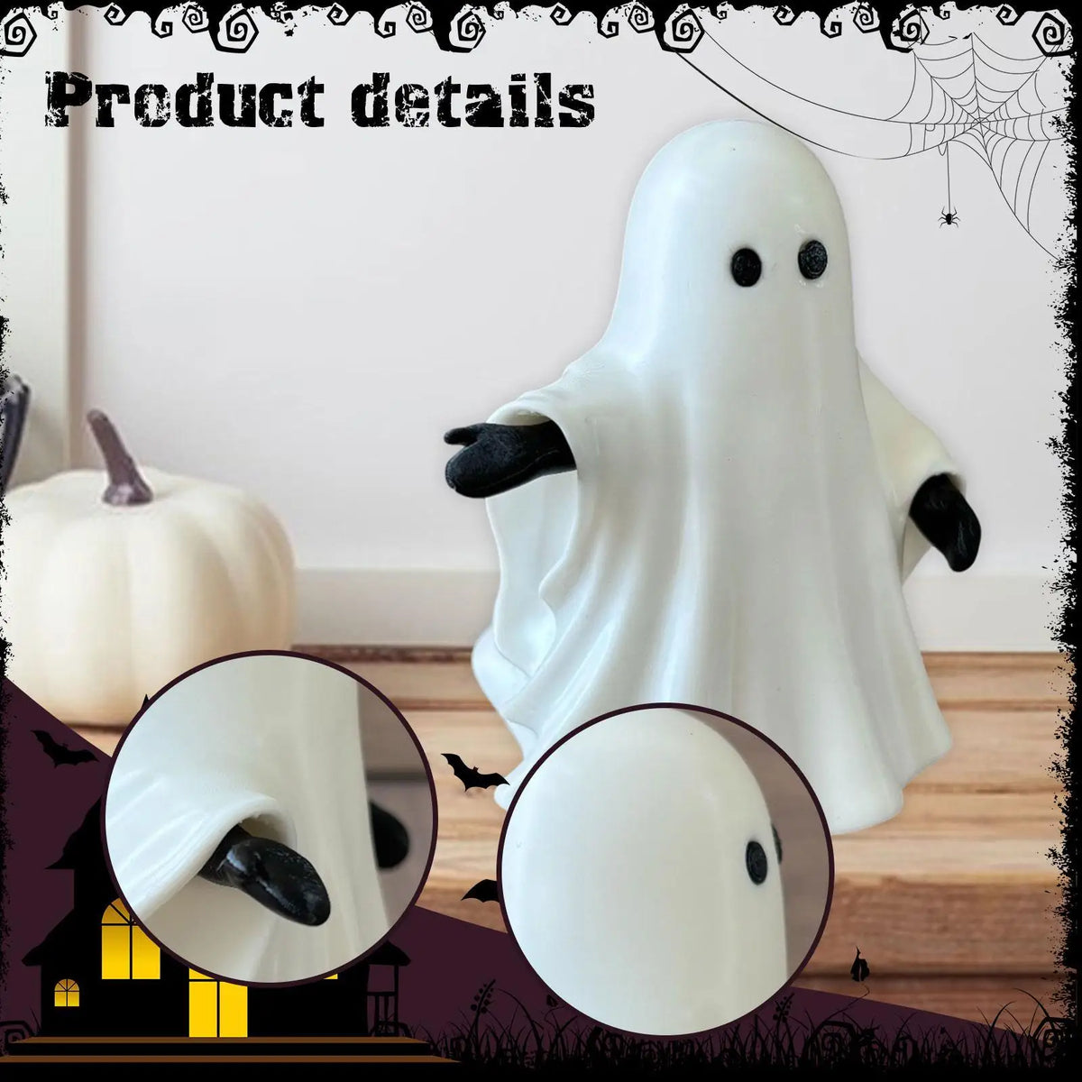 Halloween Decoration Ghost Figurine Light up Fashion Collectible Creative Home Decor for Holiday Tabletop Mantel Shelf Indoor Quake