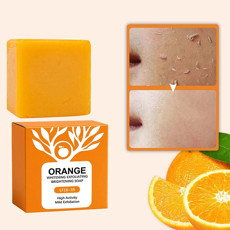 100g Orange Enzymes Mild Exfoliating Brightening Soap Bar,Face Body Gentle Cleansing Hydrating Moisturizing,Smooth Tender Skin Quake
