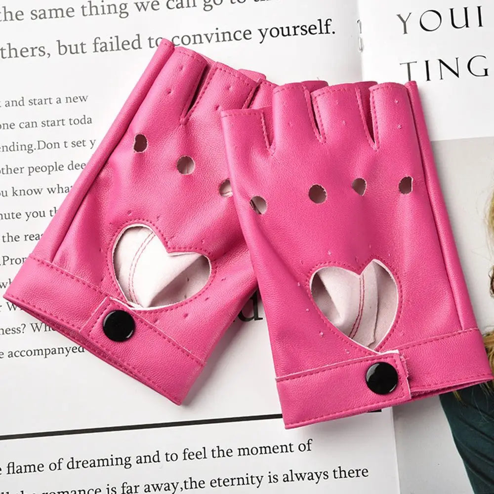 Cosplay Party Gloves Women Men Dance Mittens Ladys Driving Dress Cosplay Mittens PU Leather Gloves Five Finger Gloves Quake rose red 2