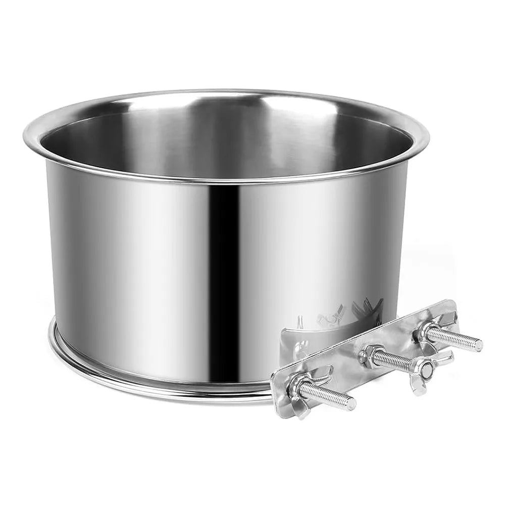 New Stainless Steel Pet Bowl Anti-gnawing Hanging Pet Feeder Cage Food Dispenser Parrot Bird Quake 16x6cm