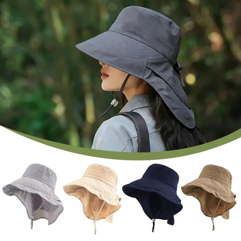 Gifts Adjustable Women's Sun Hat Neck Protection Wide-brimmed Summer Sun Cap UV Protection Fisherman Hat Quake