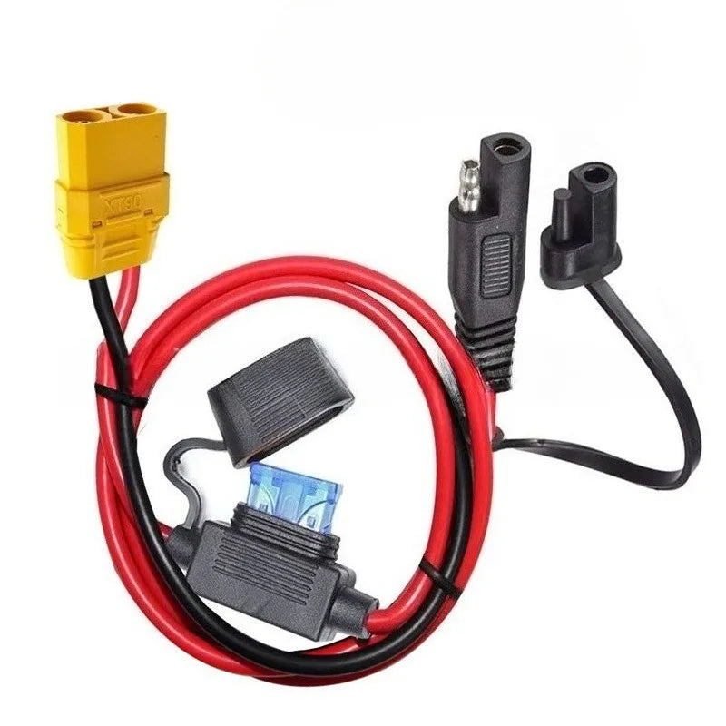 SAE to EC5/XT60/90 10AWG Heavy Gauge With 15A Fuse Holder Over‑Current Protection for Vehicle Solar Battery Charger DIY Wiring Quake type1 XT90-Female 12AWG 0.5M