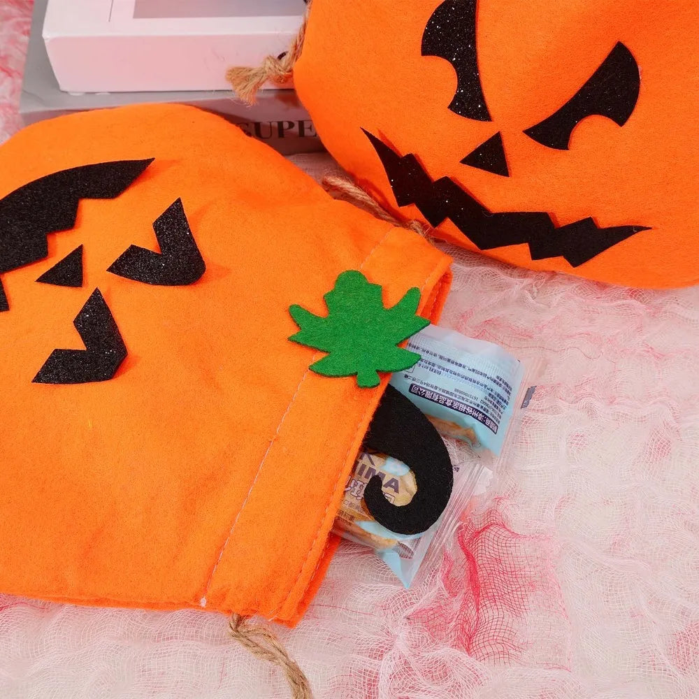 Halloween Pumpkin Ghost Face Tote Bags Children's Candy Gift Bag Large Drawstring Bag Storage Pouch Halloween Party Decoration Quake
