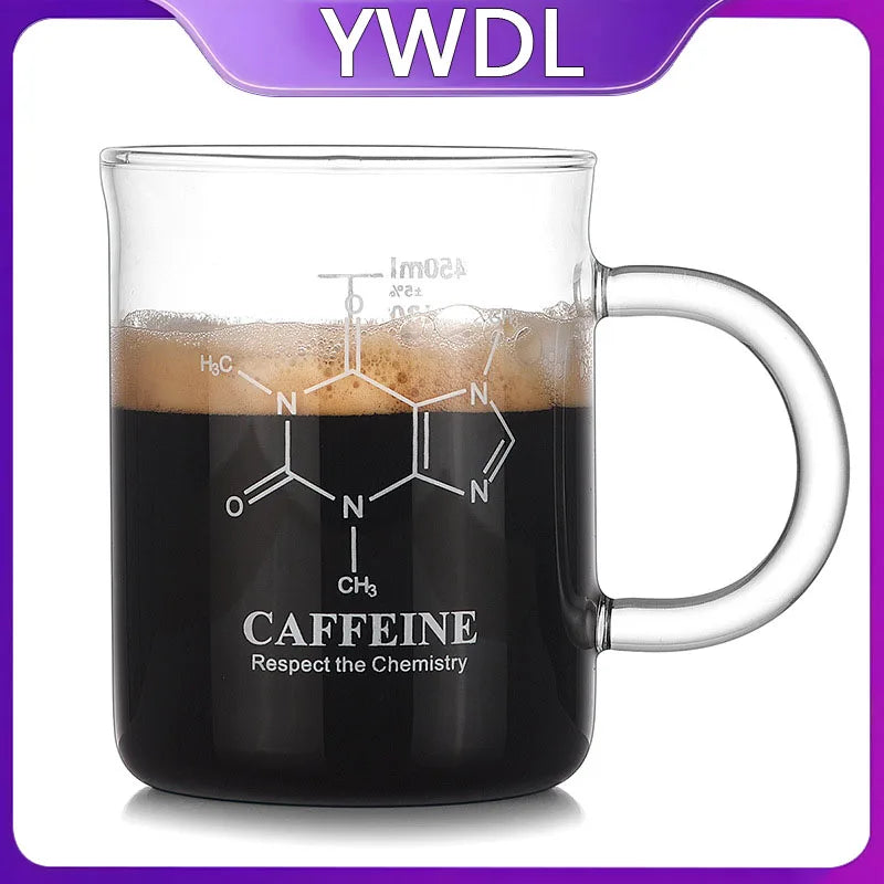 YWDL 450ml High Borosilicate Glass Measuring Cup With Handle Clear Multifunction Scale Beaker Mug Home Kitchen Milk Coffee Mug Quake