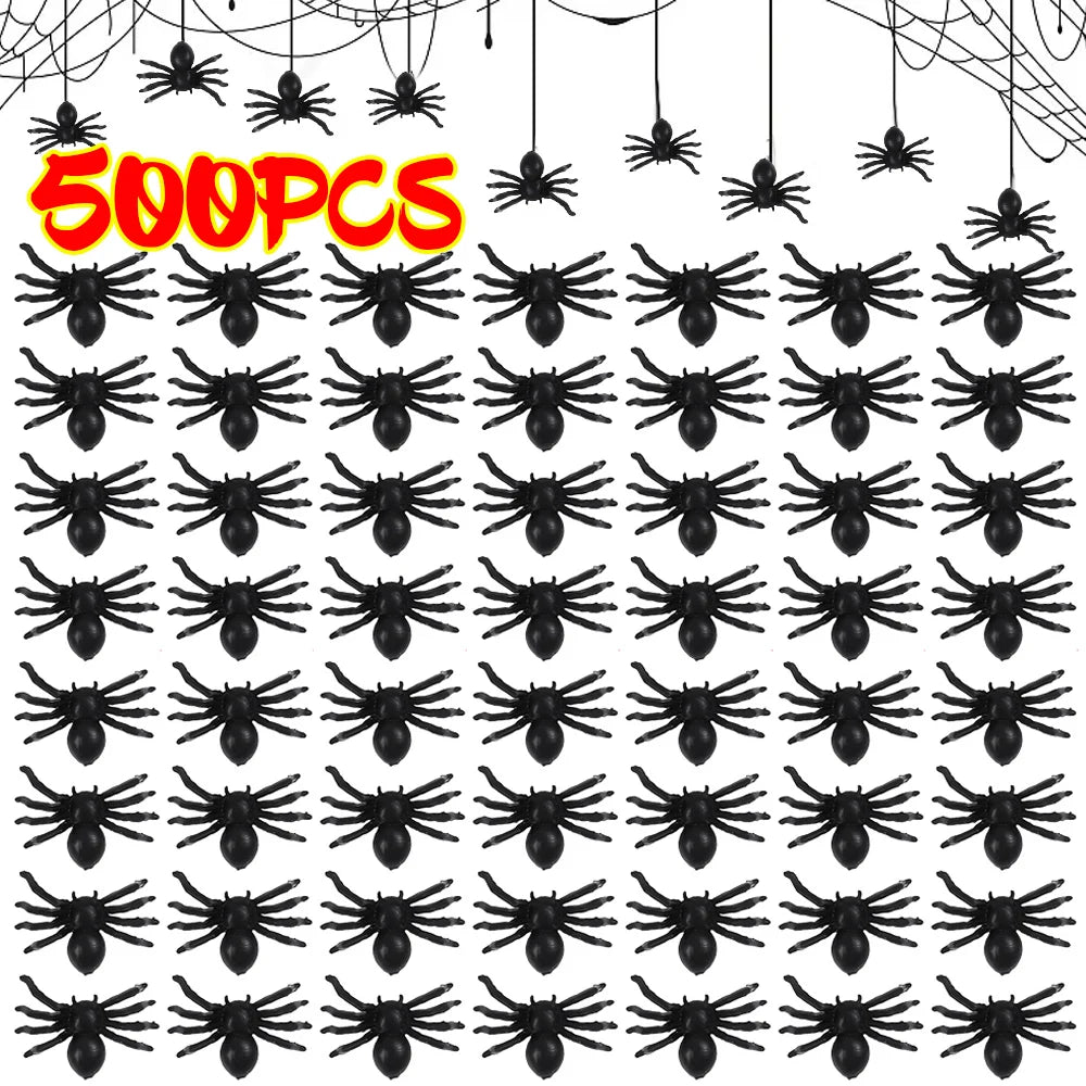 50/500pcs Horror Mini Black Spider Simulation Insects Toys Haunted House Spider Decor Supplies Halloween Home Party Decorations Quake