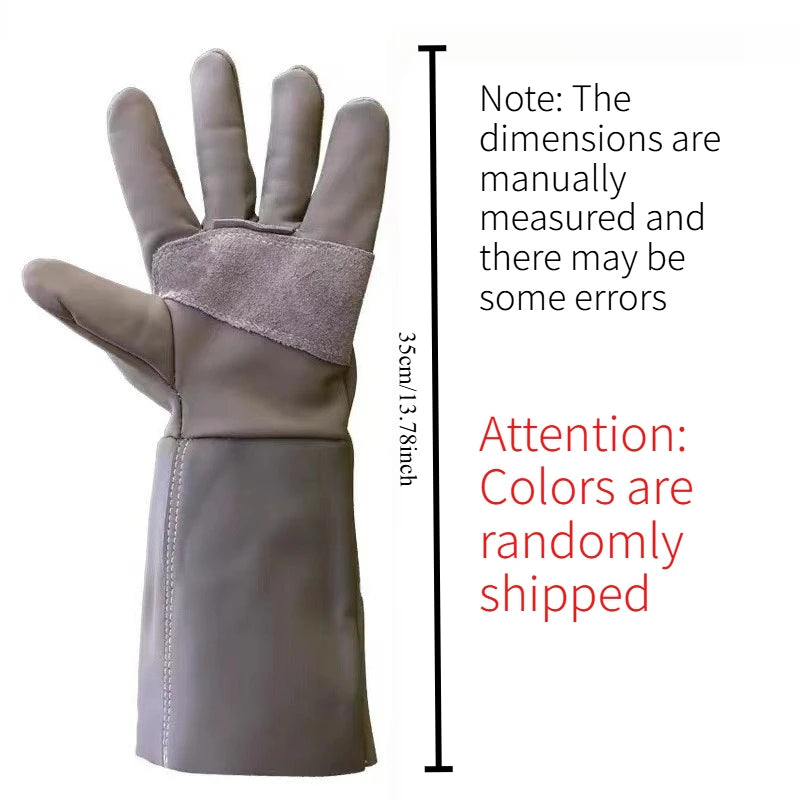 Professional Cowhide Anti Thorn Gardening Gloves Anti Stab Protective Gloves for Garden Harvesting and Flower Bush Pruning Quake 35cm